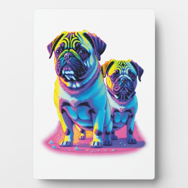 Pop Pugs in Pink  Plaque (Front)