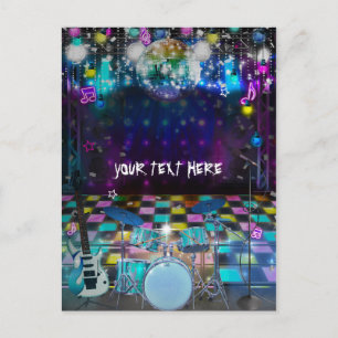 Pop Rock Star Birthday Dance Party Thank You Postcard