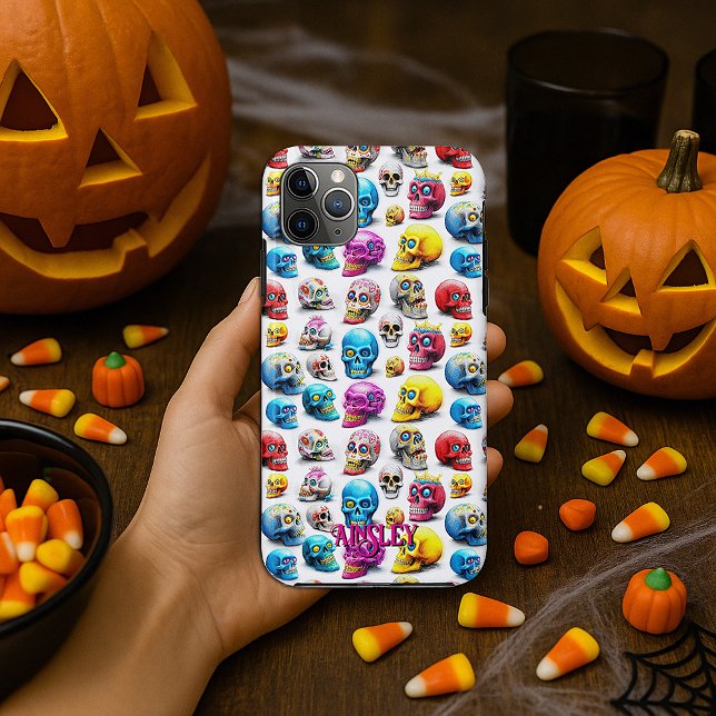 Pop Skulls Pink Red Blue Yellow Case-Mate iPhone Case (Creator Uploaded)
