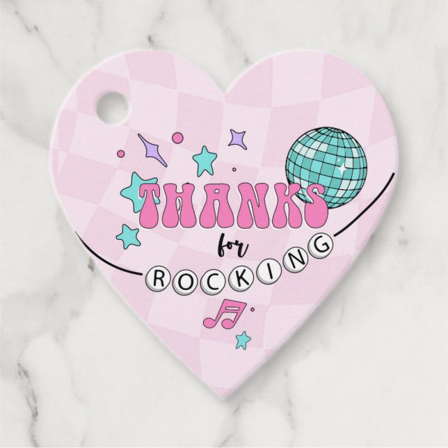 Pop Star Birthday Heart Favour Thank you Tag  (Front)