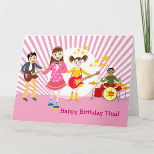 Pop star girl birthday party card