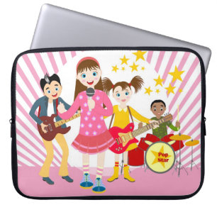 Pop star girl birthday party laptop sleeve