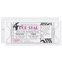 Pop Star Girls Vintage Ticket Birthday Invite