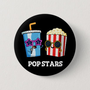 Pop Stars Funny Snack Pun Dark BG 6 Cm Round Badge