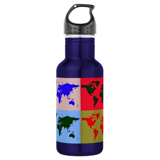 Pop Style World Map 532 Ml Water Bottle (Front)