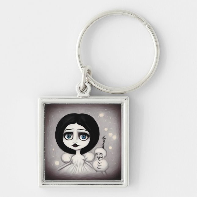 Pop Surrealism Doll & Weird Snowman Key Ring (Front)