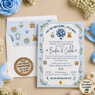 Pop the Balloons Baby Shower Invitation