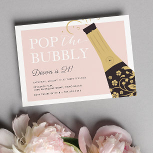 Pop the Bubbly   Birthday Party Invitation