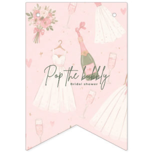 Pop the bubbly bunting banner