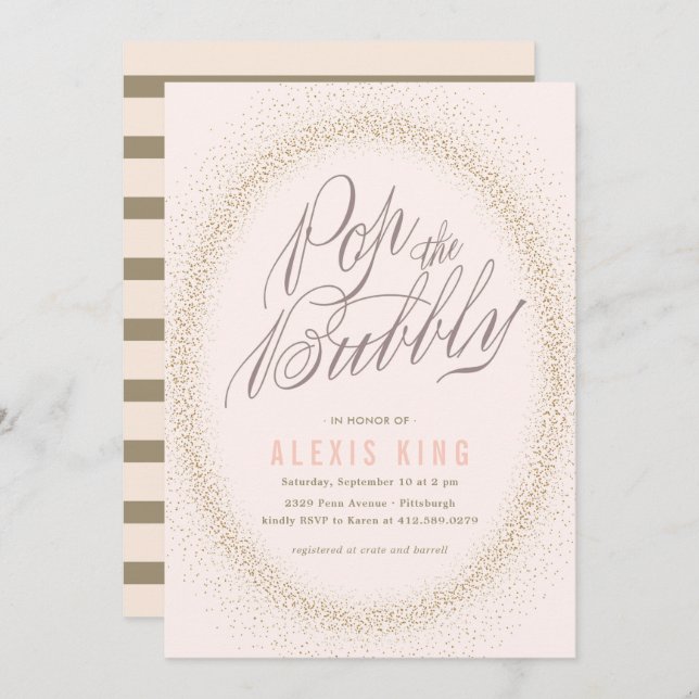 Pop The Bubbly Confetti Bridal Shower Invitation (Front/Back)