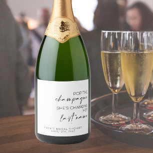 Pop The Champagne Bachelorette/Hen Do Sparkling Wine Label