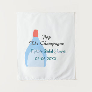 Pop the Champagne blue bridal shower add name date Tapestry