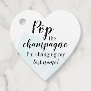 Pop the Champagne Bridal Shower Favour Tag Heart