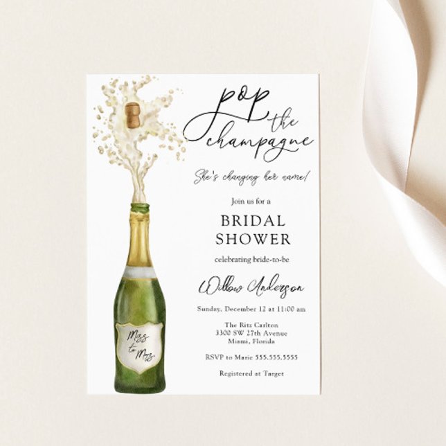 Pop the Champagne Bridal Shower Invitation (Creator Uploaded)