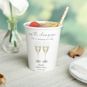Pop the Champagne Bridal shower Paper Cups