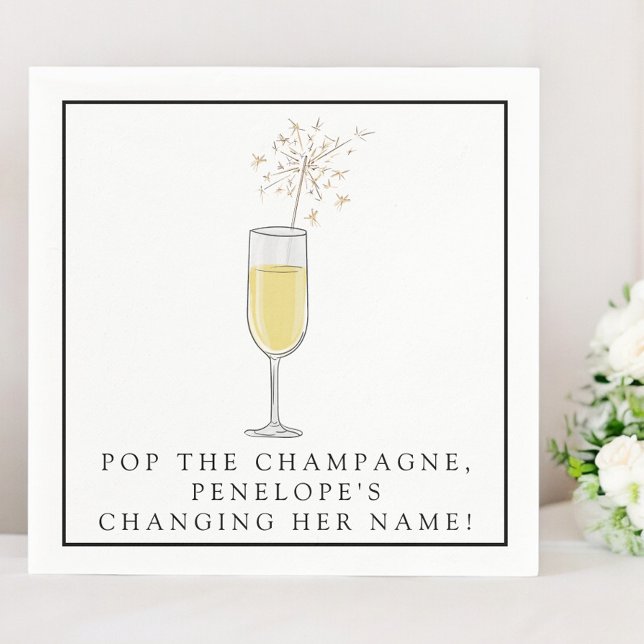 Pop the Champagne Bride Name / Bachelorette Shower Napkin (Creator Uploaded)