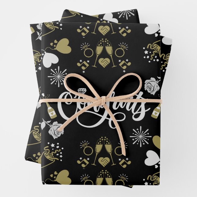 Pop The Champagne Celebration Party Wrapping Paper Sheet (In situ)