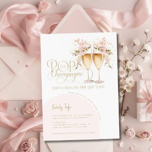Pop The Champagne Elegant Blush Bridal Shower Invitation