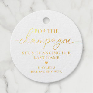 Pop The Champagne Gold Foil Favour Gift Tag