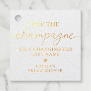 Pop The Champagne Gold Foil Favour Gift Tag