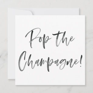 Pop The Champagne Modern Calligraphy Bridal Shower Invitation