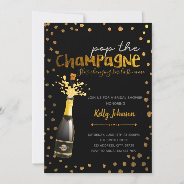 Pop the champagne party invitation (Front)