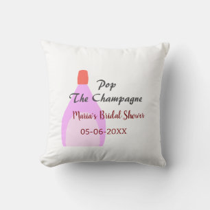 Pop the Champagne pink bridal shower add name date Cushion