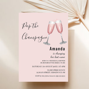 Pop the Champagne Pink Bridal Shower Invitation