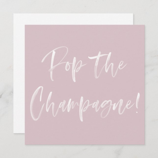 Pop The Champagne Pink Calligraphy Bridal Shower Invitation (Front/Back)