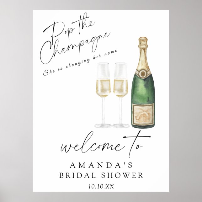 Pop the champagne Welcome bridal shower party Poster (Front)