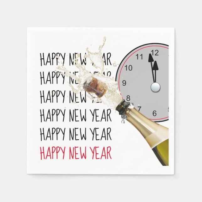 Pop The Cork At Midnight Paper Napkin (Front)