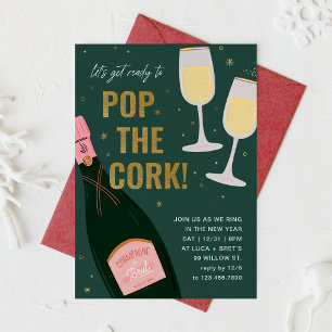 Pop The Cork Champagne Brut New Year Invitation