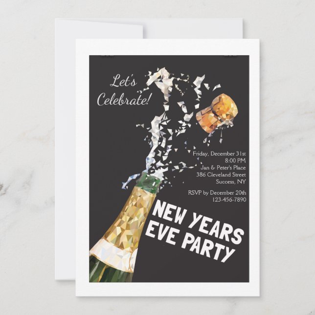 Pop the Cork on New Year's Eve Invitation (Front)