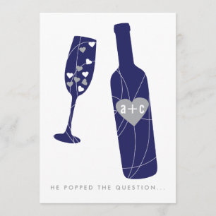 Pop the Question Engagement Party Invitation Navy