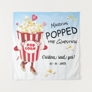 Pop The Question Popcorn Engagement Backdrop Tapestry