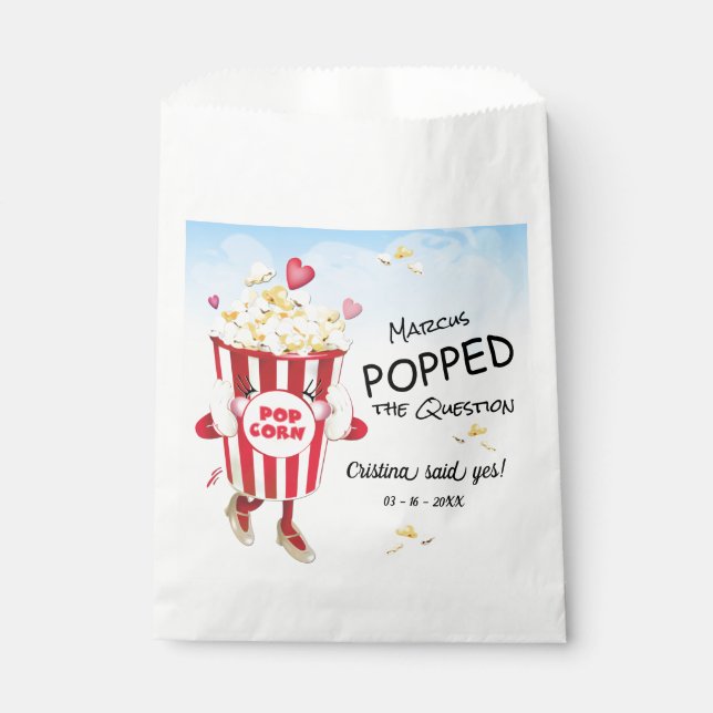 Pop The Question Popcorn Engagement Favour Bag (Front)