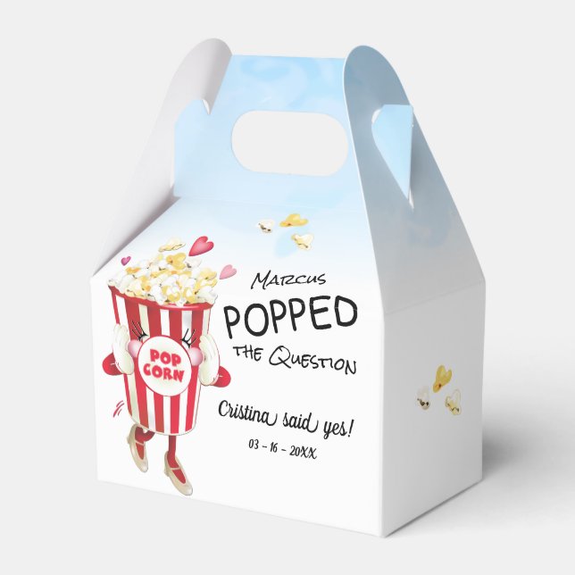 Pop The Question Popcorn Engagement Favour Box (Front Side)