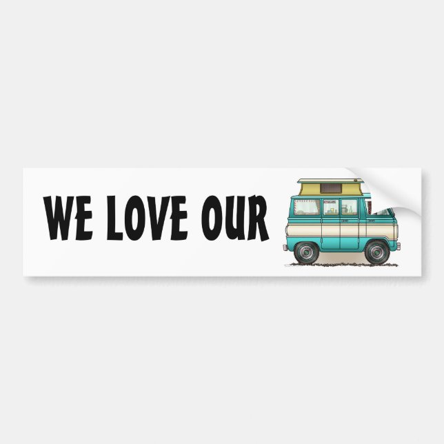 Pop Top Van Camper Bumper Sticker (Front)