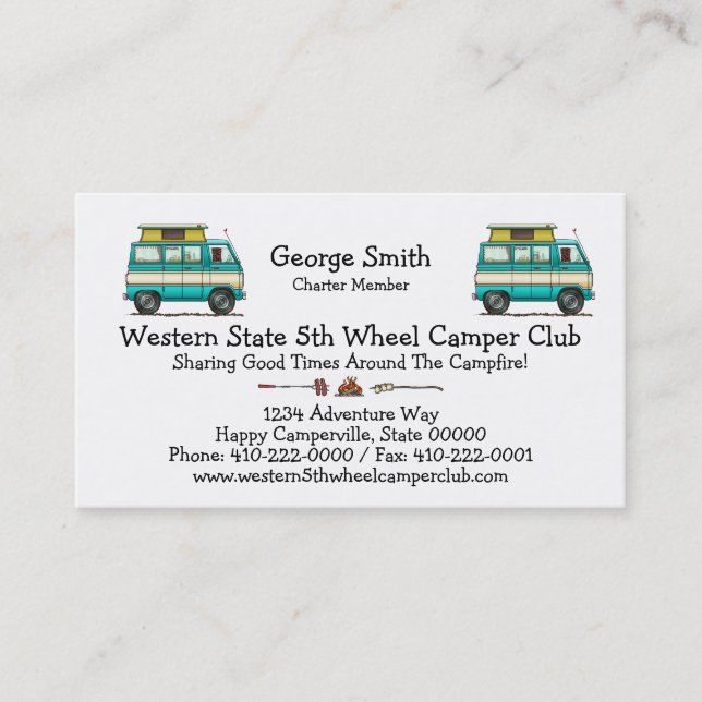 Pop Top Van Camper Business Card (Front)