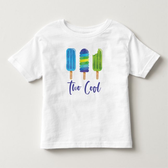 Pop Two Cool 2nd Birthday blue green Toddler T-Shirt (Front)