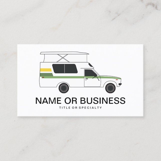 pop up chinook camper retro greens business card (Front)