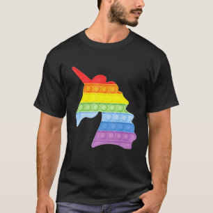 Pop Up Fidget Game Unicorn Rainbow Colourful For G T-Shirt
