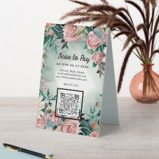 Pop-Up Market Vendor Scan To Pay QR code Floral