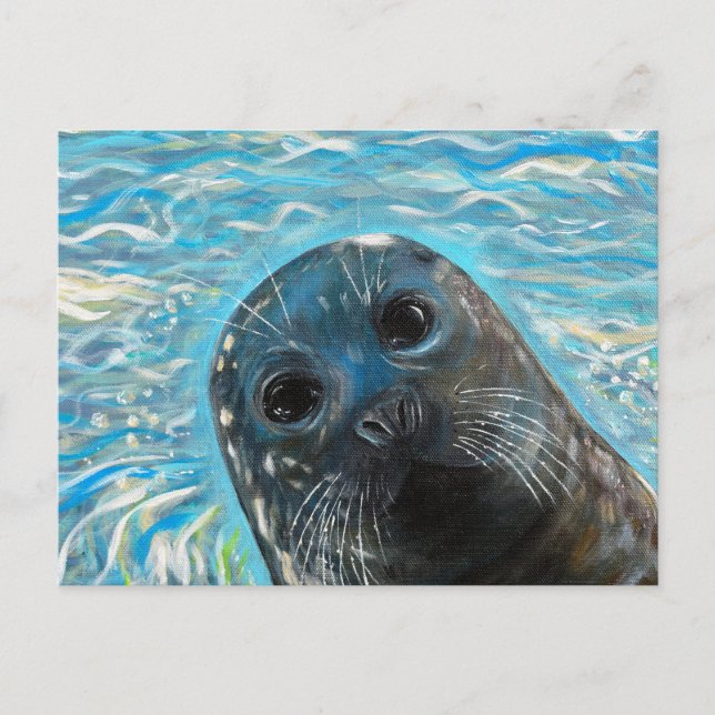 Pop Up Seal Painting Postcard (Front)