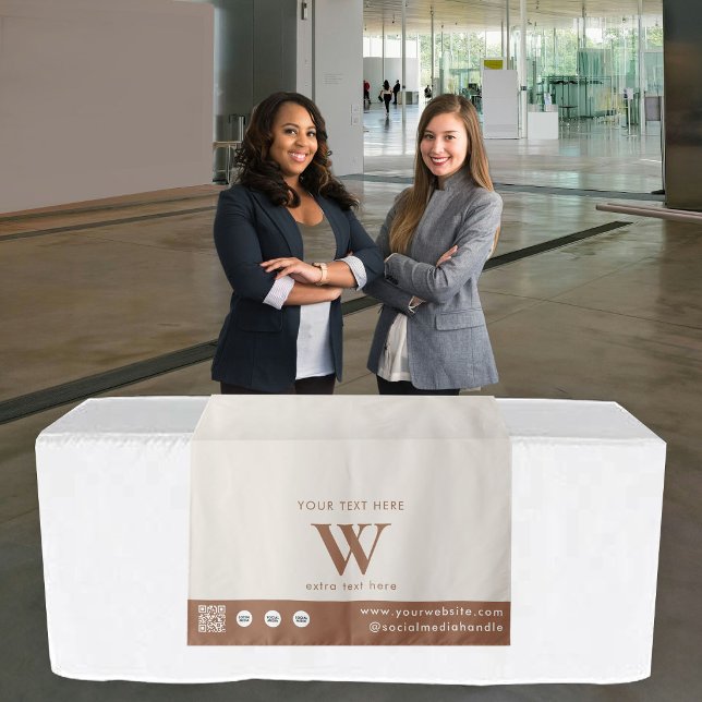 Pop Up Shop Custom Logo QR Code Table Runner Brown Tapestry (Pop Up Shop Custom Logo QR Code Table Runner Brown Tapestry)