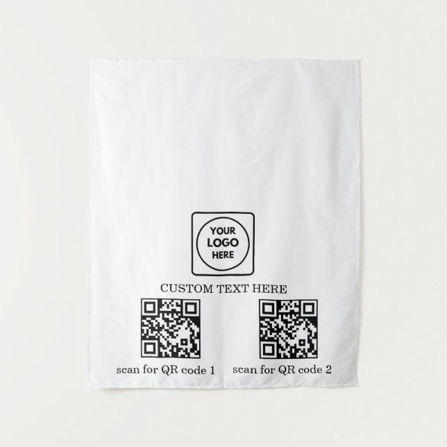 Pop Up Shop Logo QR Code Branding Display Tapestry (Front)