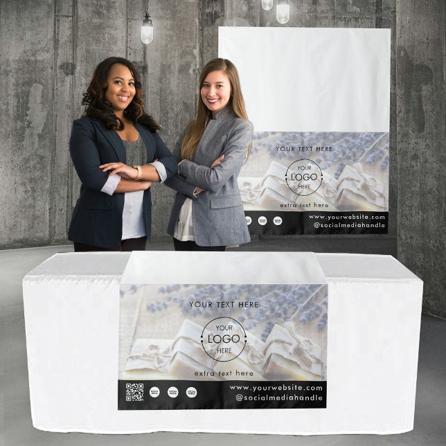 Pop Up Shop Logo QR Code Vendor Photo Table Runner Tapestry (Pop Up Shop Logo QR Code Vendor Photo Table Runner Tapestry)