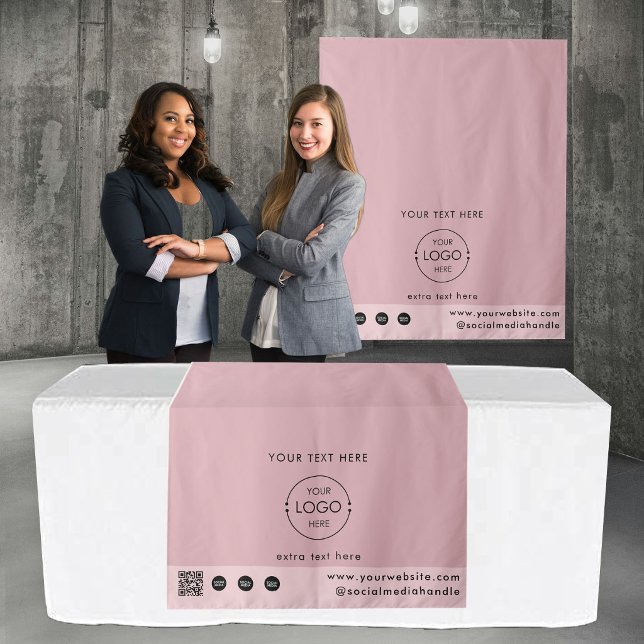 Pop Up Shop Logo QR Code Vendor Table Runner Pink Tapestry (Pop Up Shop Logo QR Code Vendor Table Runner Pink Tapestry)