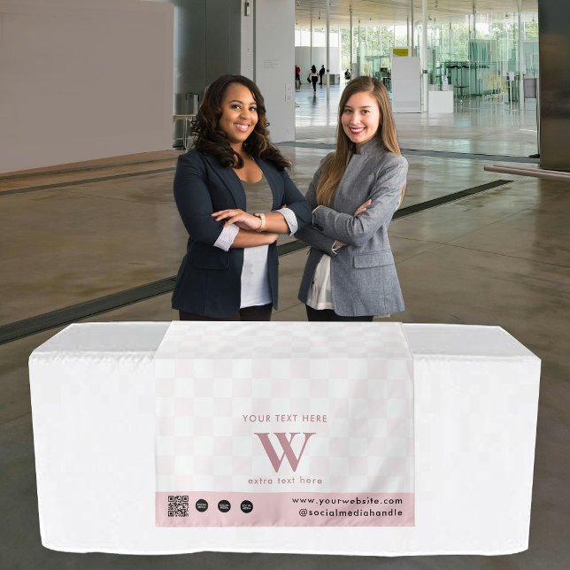Pop Up Shop Simple Logo QR Code Table Runner Pink Tapestry (Pop Up Shop Simple Logo QR Code Table Runner Pink Tapestry)