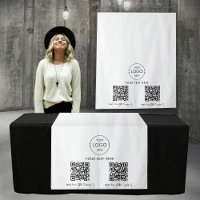 Pop Up Shop Table Runner Banner Logo 2 QR Codes